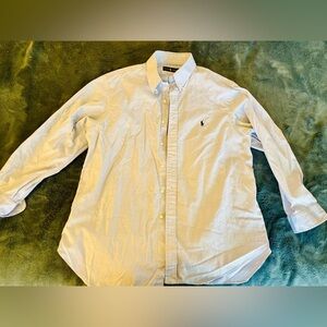 Ralph Lauren long sleeve cotton button down shirt in light blue size 17 32/33